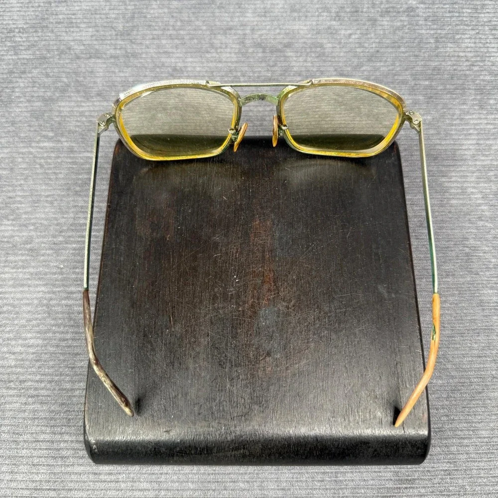 Vintage Cottet Aviator Glasses Metal Frame Rectangular Double Bridge 5 1/2 137